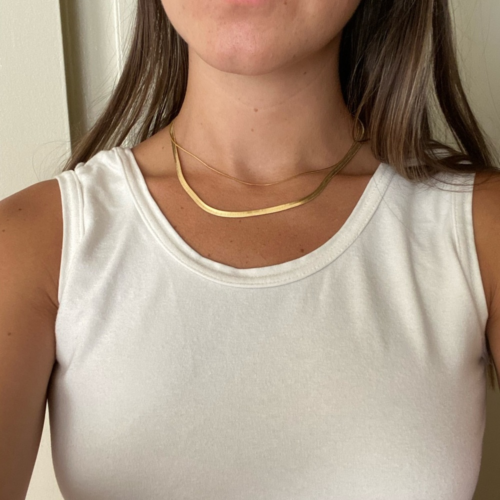 NWOT 14k Plated Gold Snake & Herringbone chain set